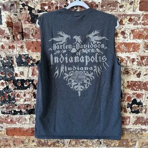 Harley-Davidson Indianapolis Knucklehead Muscle Tee Charcoal Gray Mens L